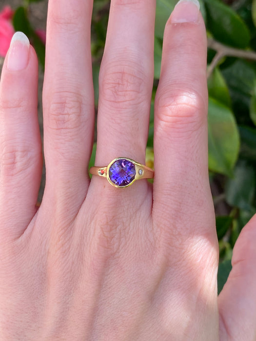 14k amethyst and diamond ring size 7