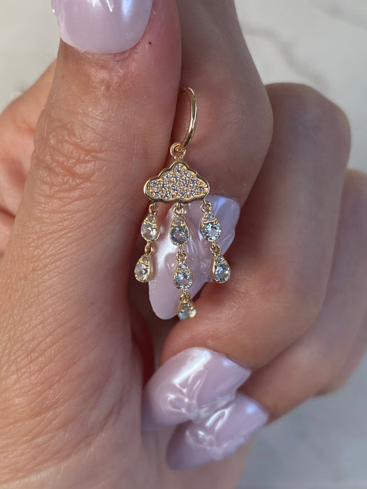 14K Diamond Cloud & Blue Topaz Rain Charm