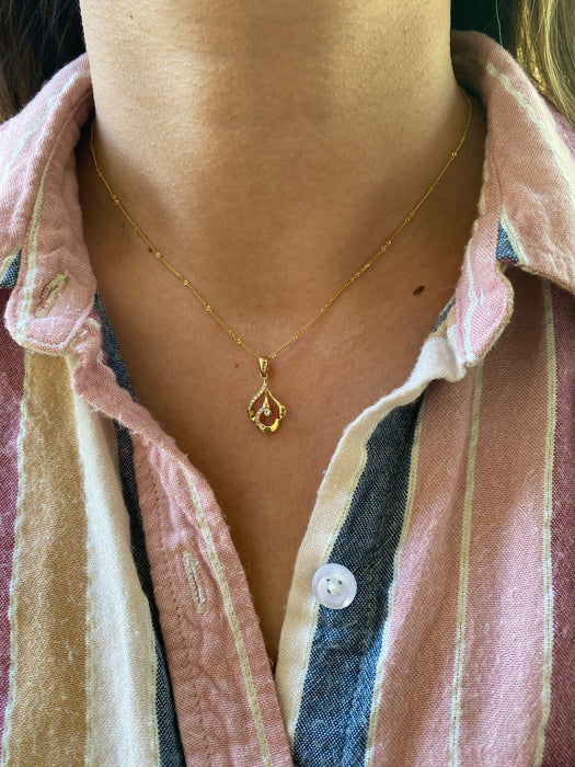 14k diamond flower pendant charm