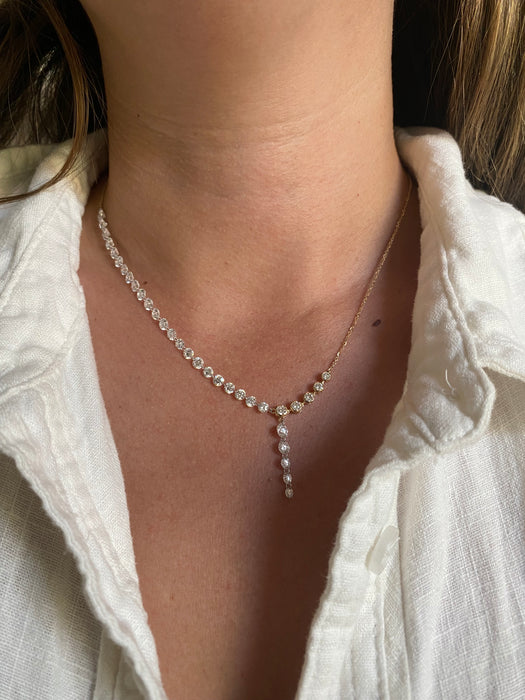14K 6.7 TCW Lab Diamond Lariat Necklace