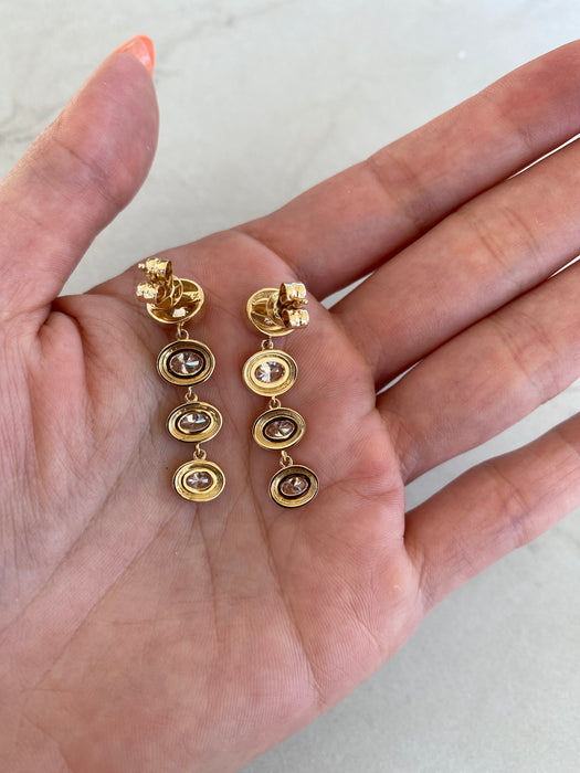 14K Gold East-West Lab Diamond Double Bezel Drop Earrings – 2.20 CTW