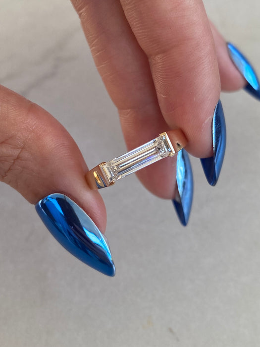 14K 1.15 CTW Baguette Lab Diamond Ring- IGI certified
