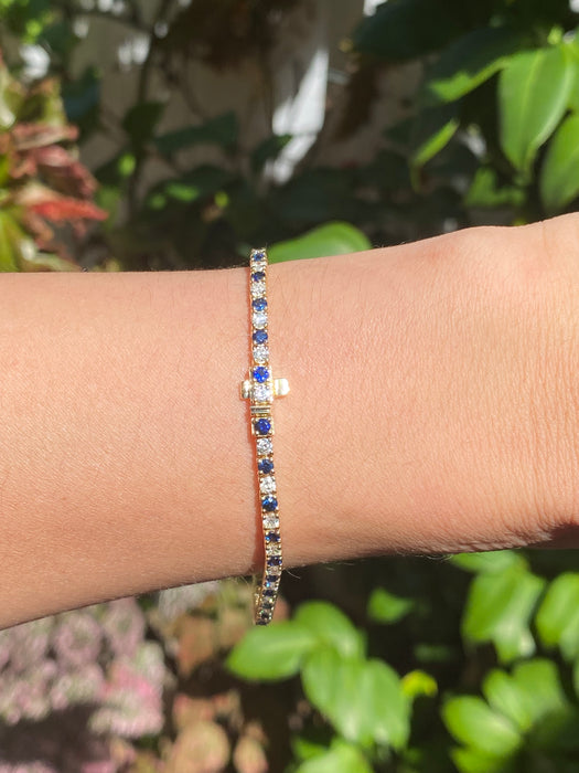 14k blue sapphire diamond bracelet 6.75”