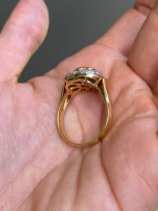 18k platinum diamond heart blue sapphire flower ring size 10.5