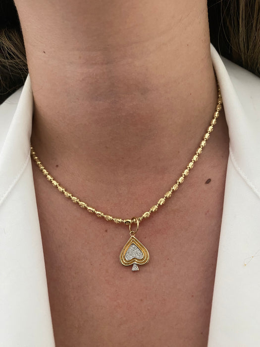 14K Diamond Fluted Triple Bezel Spade Charm