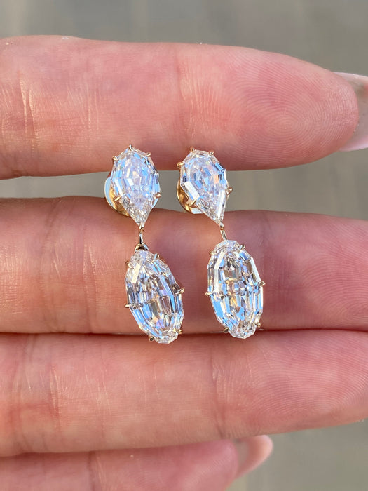 14K 6.2 TCW Lab-Grown Diamond Pear & Elongated Oval Drop Earrings