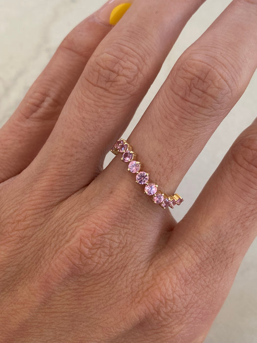 14K Gold 0.85 Carat Pink Sapphire Wavy Ring Size 7