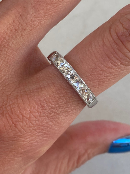 Antique French Platinum 850 French Cut Diamond Ring — Circa 1910