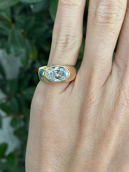 Blossom- 14k lab 2 carat oval east to west diamond ring size 7