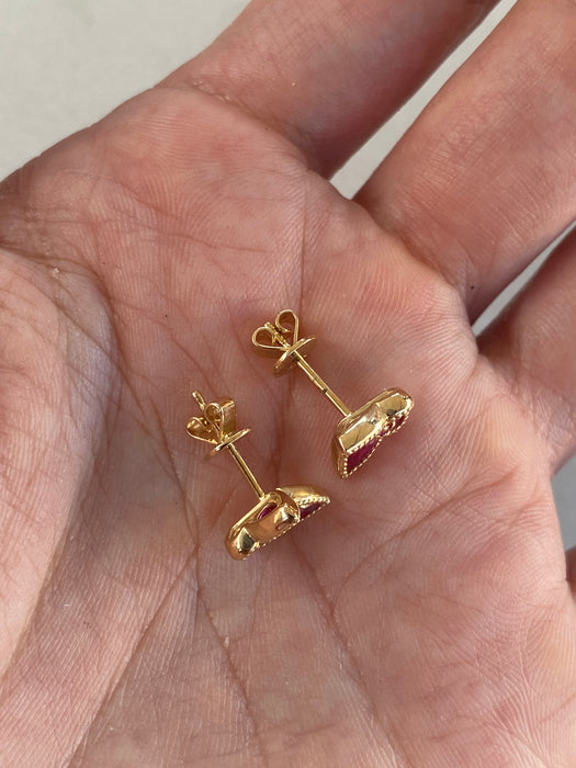 14K Gold Natural Ruby Butterfly Stud Earrings – 1.3 CTW