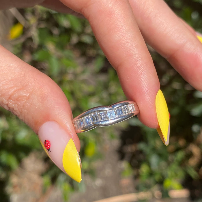 Vintage Platinum 900 Emerald Cut Diamond Ring – 1.01 TCW | Size 8.75