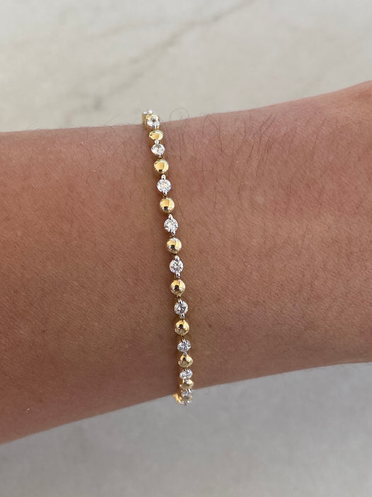 14K Gold Bead & Diamond Bracelet