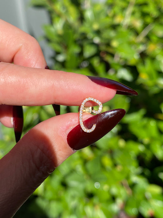 14k single earring diamond letter initial stud