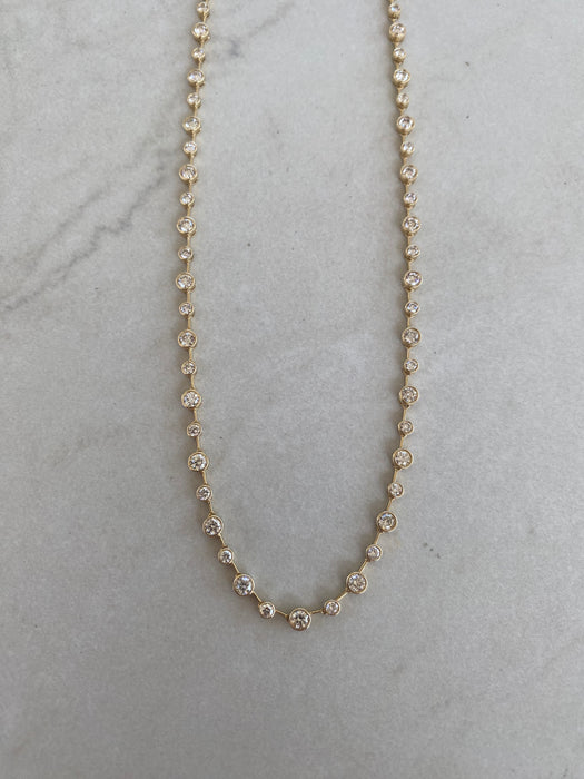 14K 4.34 TCW Natural Diamond Bezel-Set Tennis Necklace