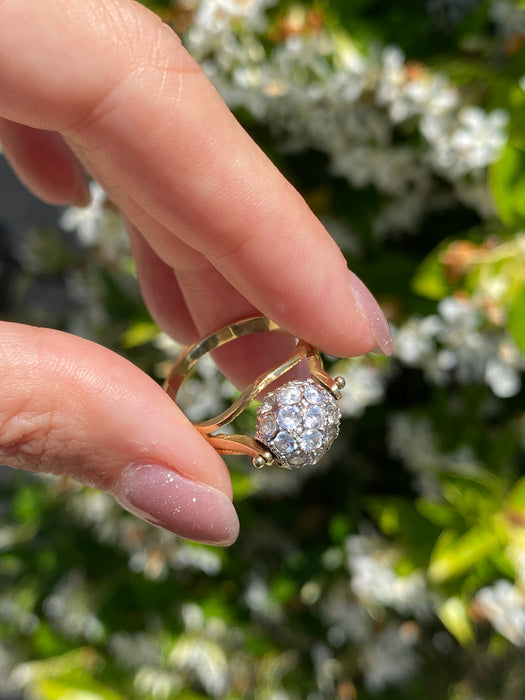 14k CZ ball spinner ring size 7.25