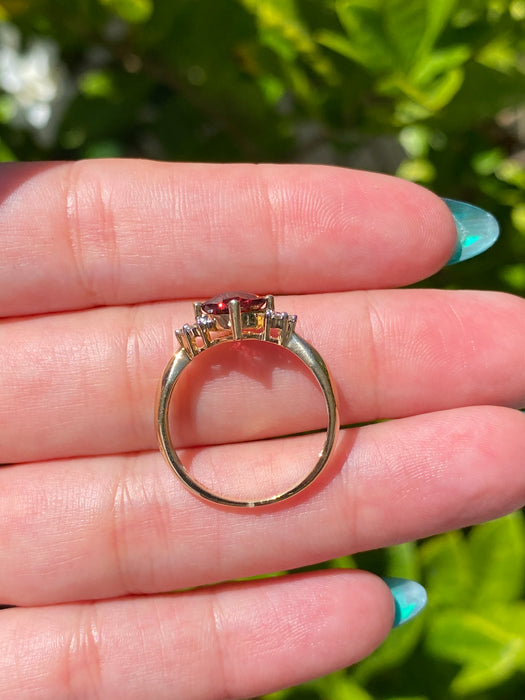 10k garnet diamond ring size 7