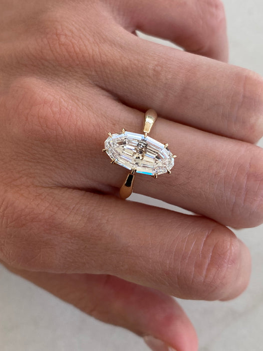 14K Gold 3.50 Carat IGI Certified Lab Diamond Moval Solitaire Ring