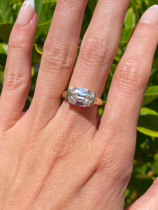 14K Gold Old Mine Cut Elongated Cushion Lab Diamond Ring – 4.05 Carat IGI Certified