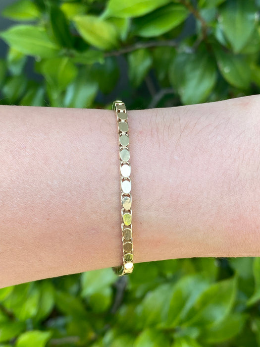 14k barrel oval bracelet 8.75”