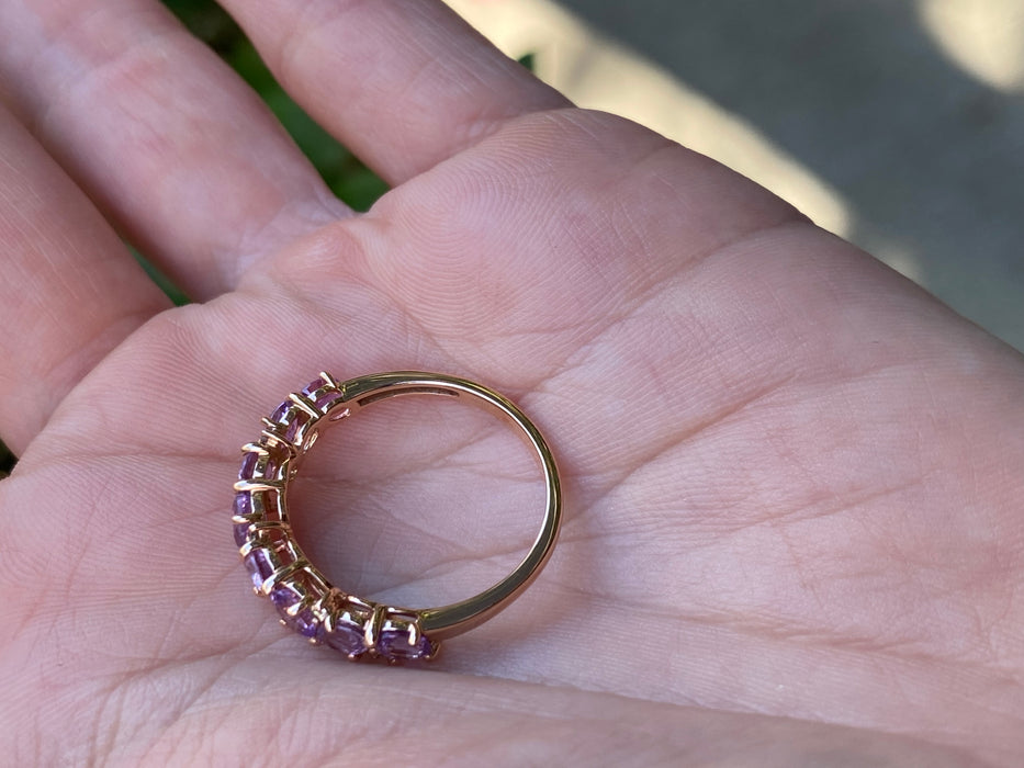 18k rose gold purple sapphire diamond ring size 7.25