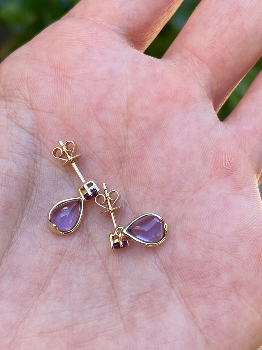 14k amethyst cabochon earrings