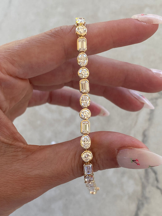 14K 7.8 TCW Lab Diamond Bezel-Set Tennis Bracelet