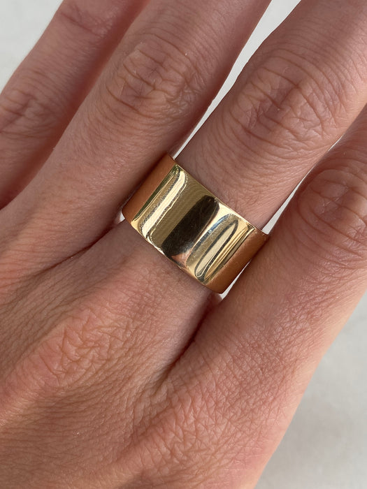 14K Gold Green Garnet Cigar Band Ring | 1.8 CTW Green Garnets | Size 6.5