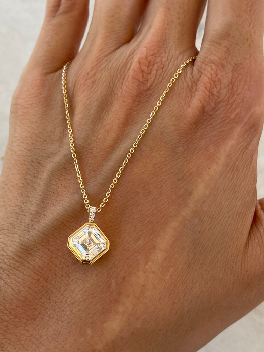 14K Gold 2.06 CTW Lab-Grown Asscher Cut Diamond Pendant | IGI Certified