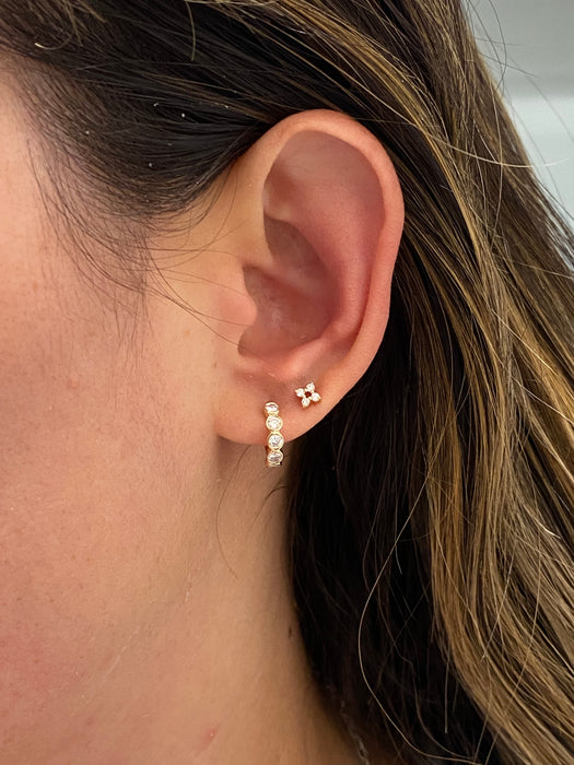 14K Bezel Set Lab Diamond Huggie Earrings