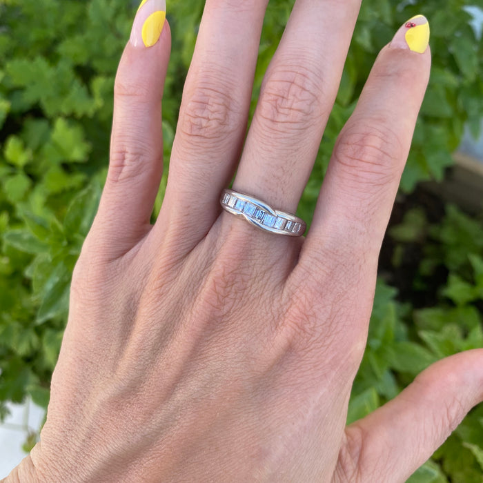 Vintage Platinum 900 Emerald Cut Diamond Ring – 1.01 TCW | Size 8.75