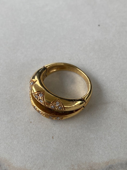 Vintage 18K Gold Diamond & Hidden Emerald Convertible Ring