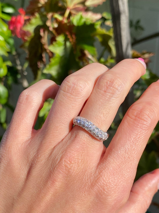 Vintage Platinum 900 1 Carat Diamond Wavy Ring