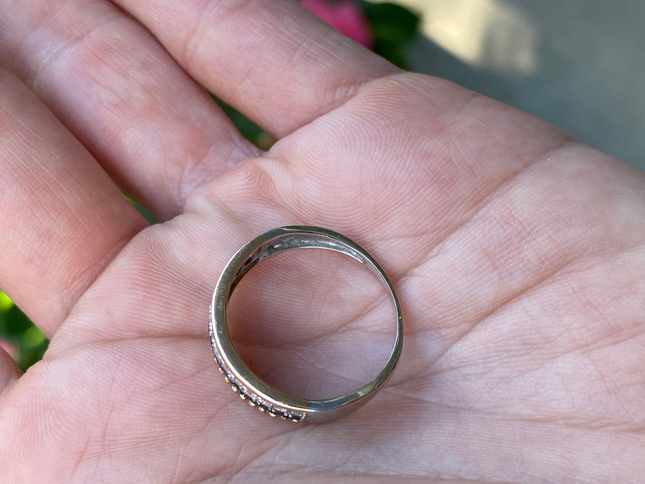 18k two tone black white diamond ring size 7