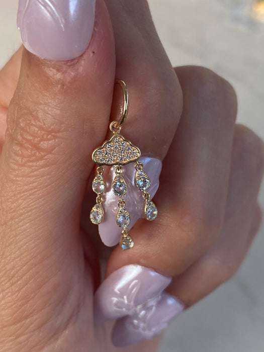 14K Diamond Cloud & Blue Topaz Rain Charm