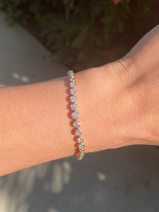 14K Natural Diamond Bezel Set Tennis Bracelet – 1.50 TCW