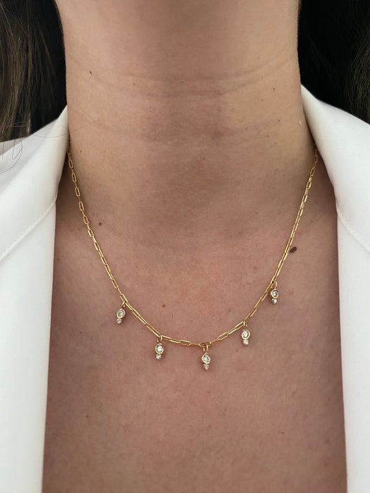 14k diamond paperclip necklace