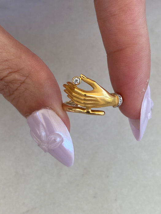 Vintage Carrera y Carrera 18K Gold Diamond Hand Ring