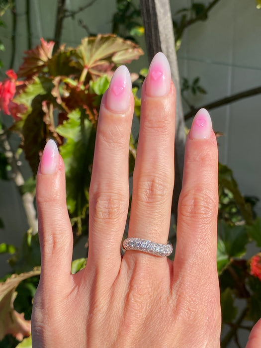 Vintage Platinum 900 1 Carat Diamond Wavy Ring