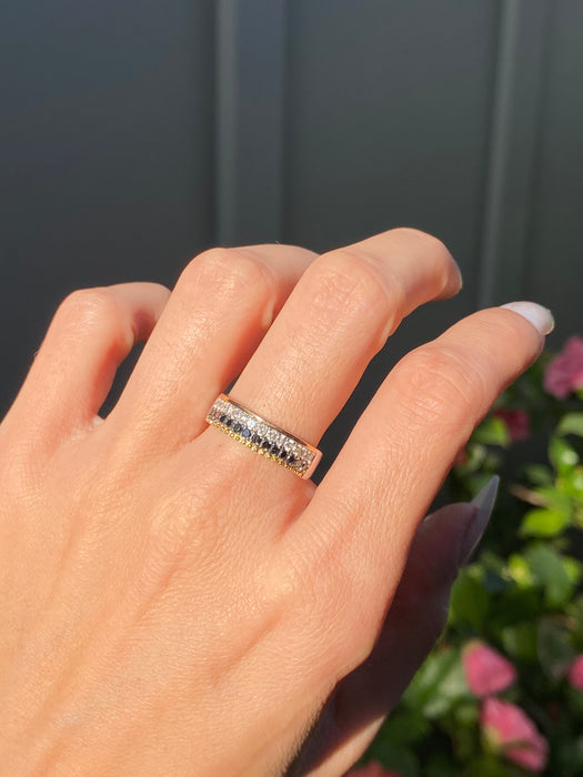 18k two tone black white diamond ring size 7