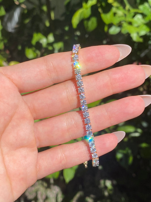 14k half 4 carat lab diamond paperclip bracelet 7.25”