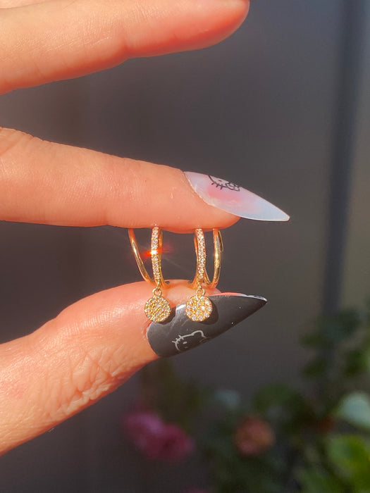 14k spiral diamond huggies