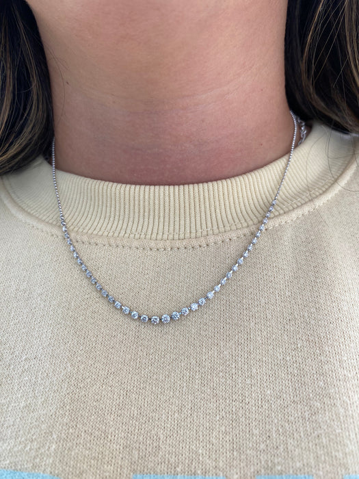 Vintage 18K White Gold Natural Diamond Graduated Necklace – 1.00 CTW