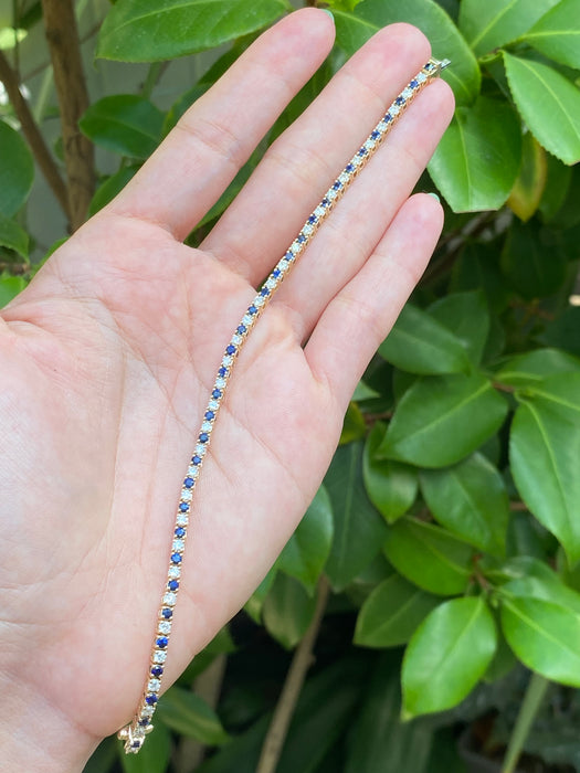 14k blue sapphire diamond bracelet 6.75”