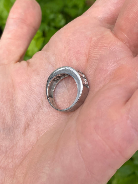Vintage Platinum 900 Step Cut Diamond Ring
