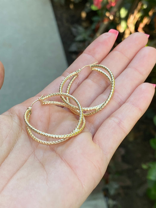 14k braided hoop earrings