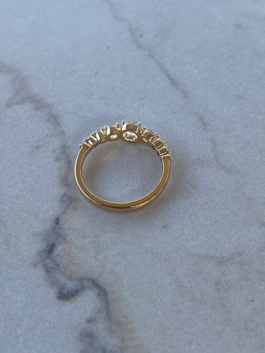 14K Gold Graduated Rose Cut Lab Diamond Ring