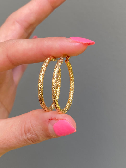 14k round popcorn hoop earrings