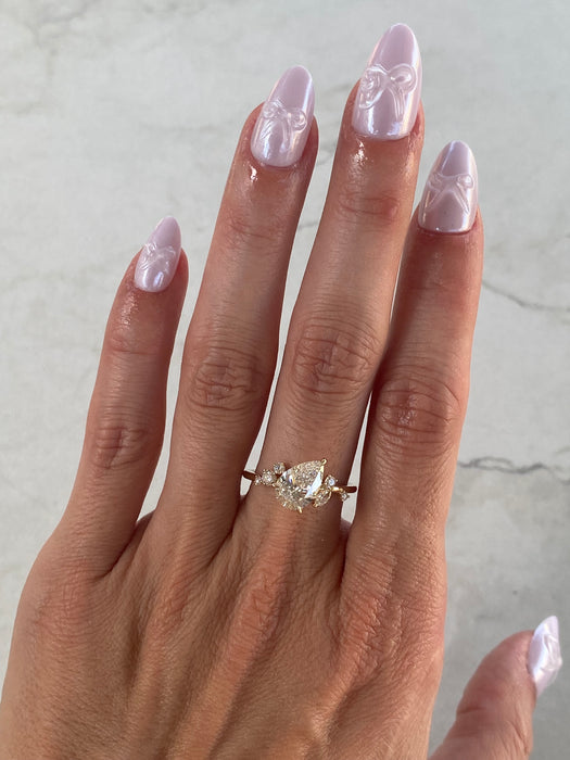 14K 1.9 TCW Pear Lab Diamond Cluster Ring