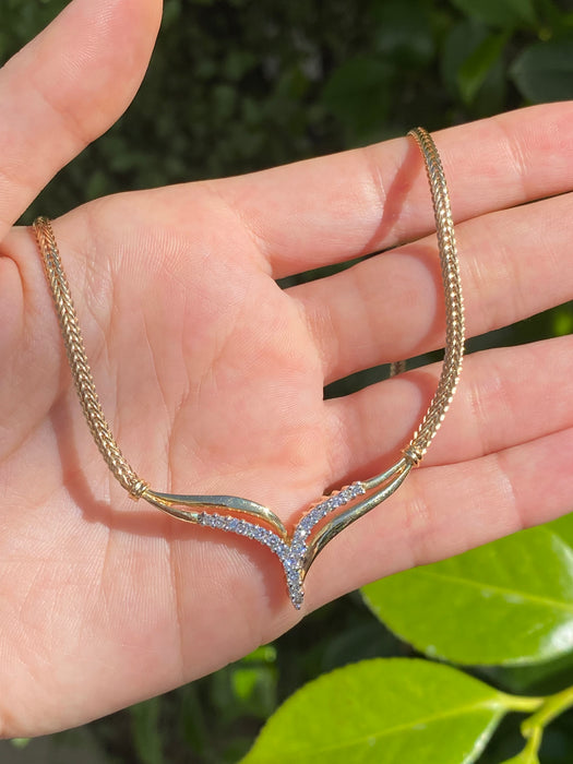 14k wheat diamond necklace 16.5”