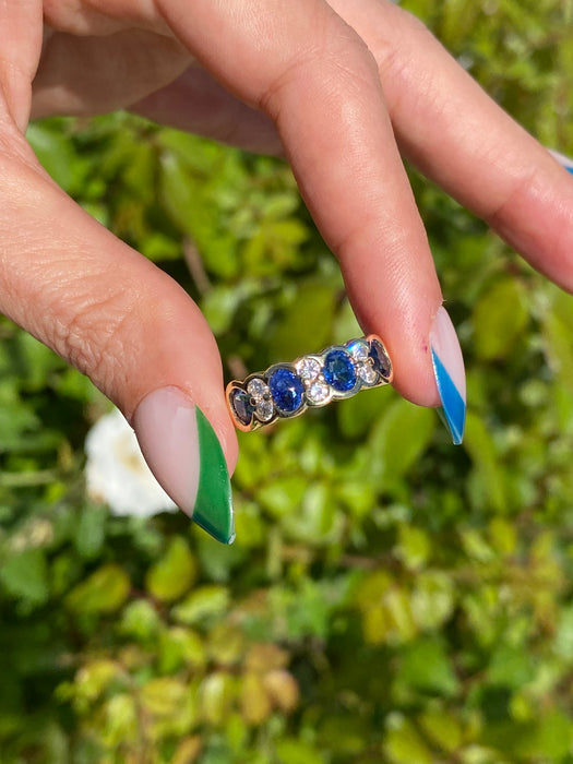 18k blue sapphire diamond ring size 9